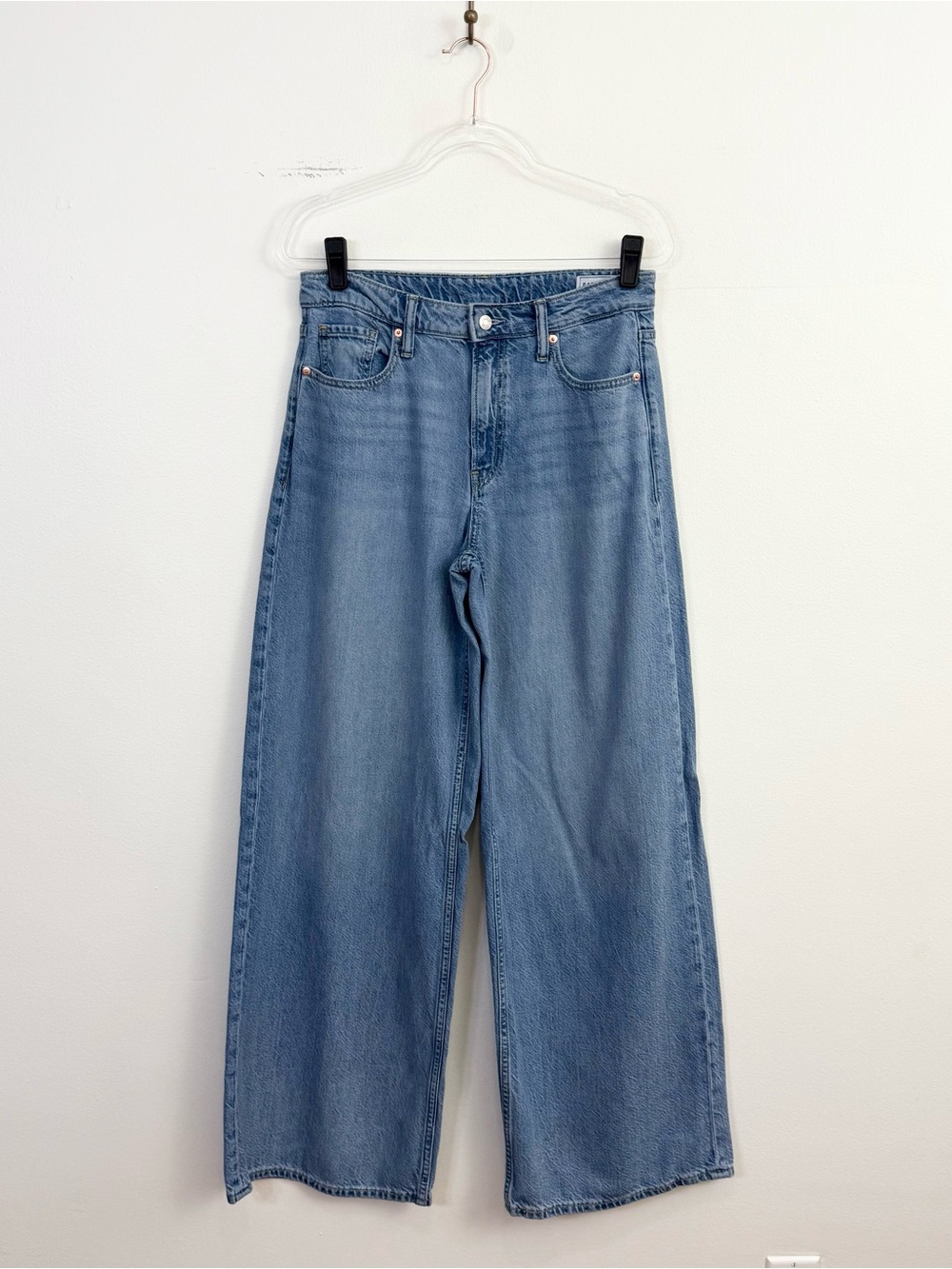 Gap Curvy Baggy Mid Rise Jeans Light Indigo Wash Tall 28/6T - Picture 2 of 6